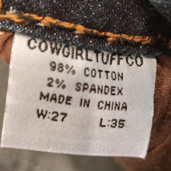 Cowgirl Tuff Co WOMENS SIZE 27X35. Western Jeans Embroidered White Stitching - Picture 7 of 11